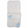 Dimple Velour Padded Footmuff/Cosytoes: White With Sky bows
